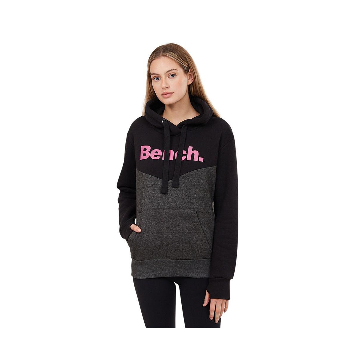  Bench Hara womens hoodie black with charcoal and pink logo