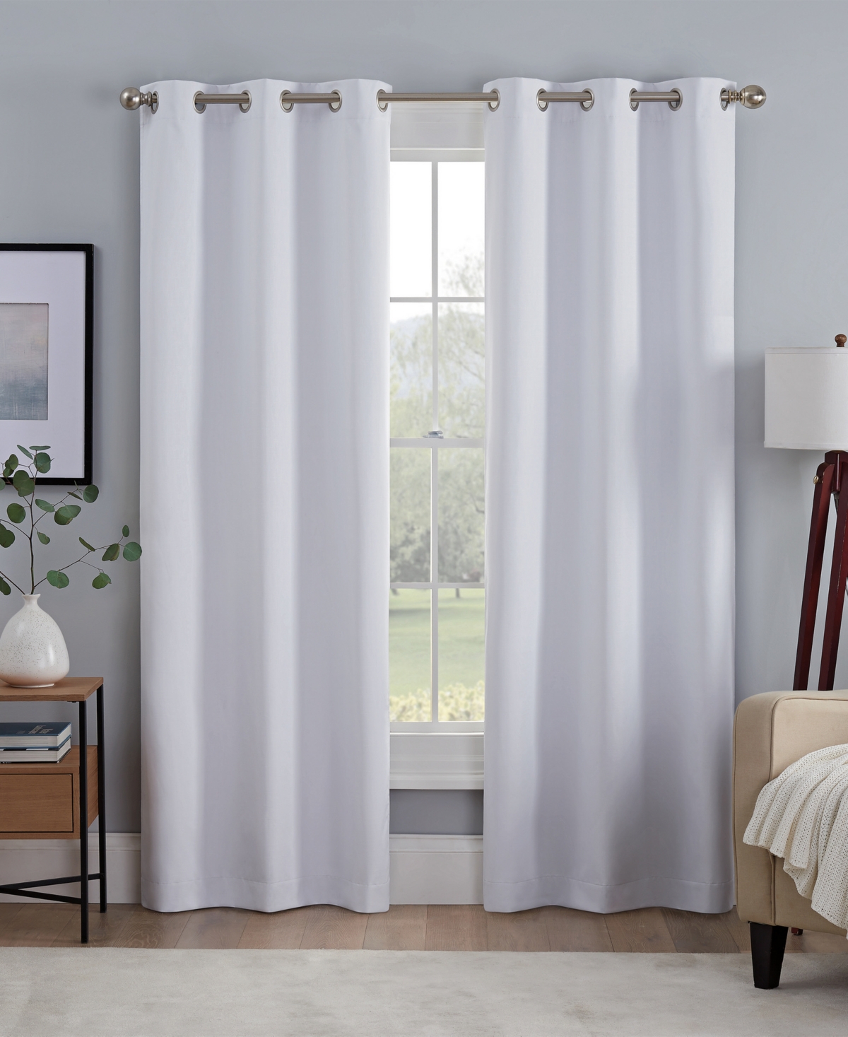 Eclipse Khloe 100% Absolute Zero Blackout Solid Textured Thermaback Curtain Panel, 63" X 40" In White
