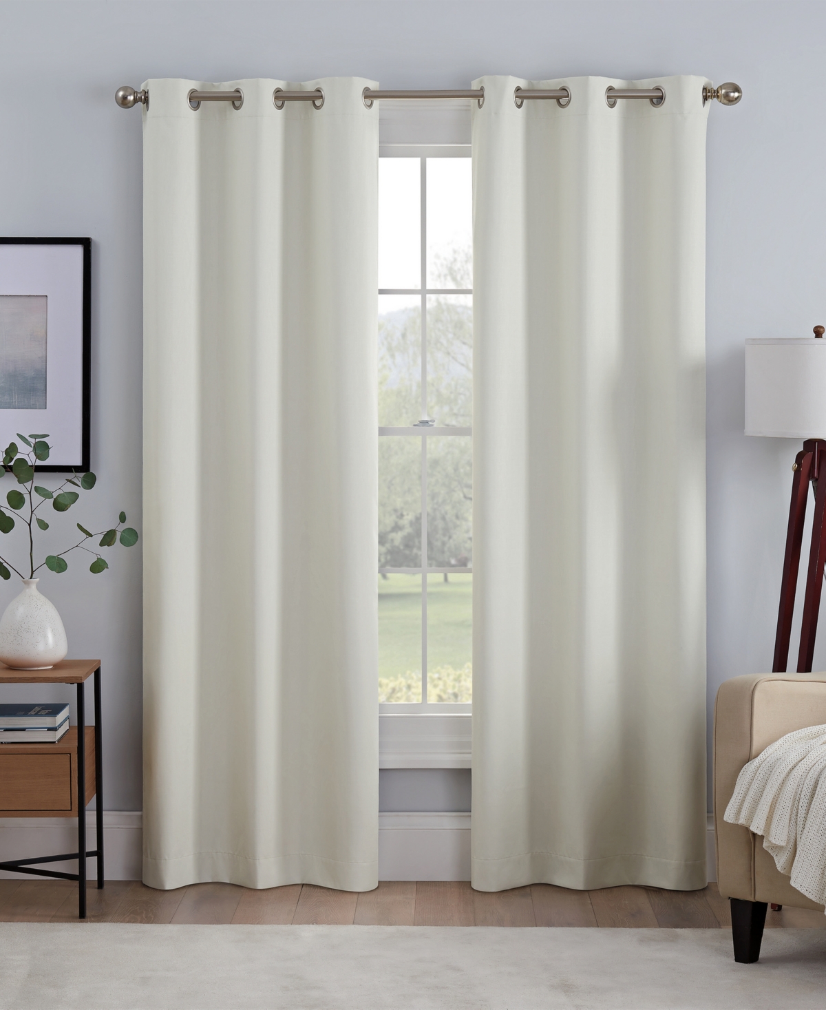 Eclipse Khloe 100% Absolute Zero Blackout Solid Textured Thermaback Curtain Panel, 63" X 40" In Ivory