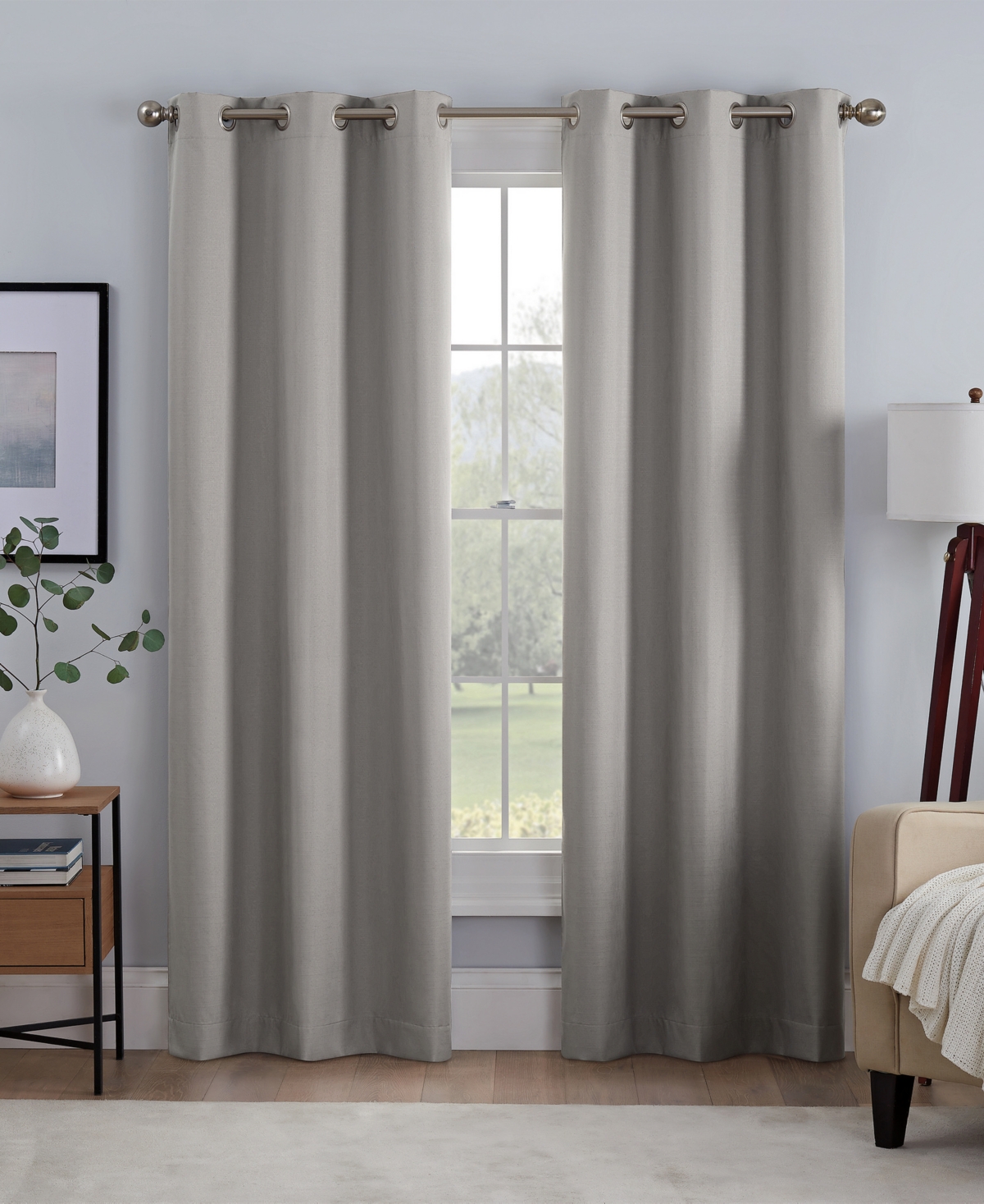 Eclipse Khloe 100% Absolute Zero Blackout Solid Textured Thermaback Curtain Panel, 63" X 40" In Gray