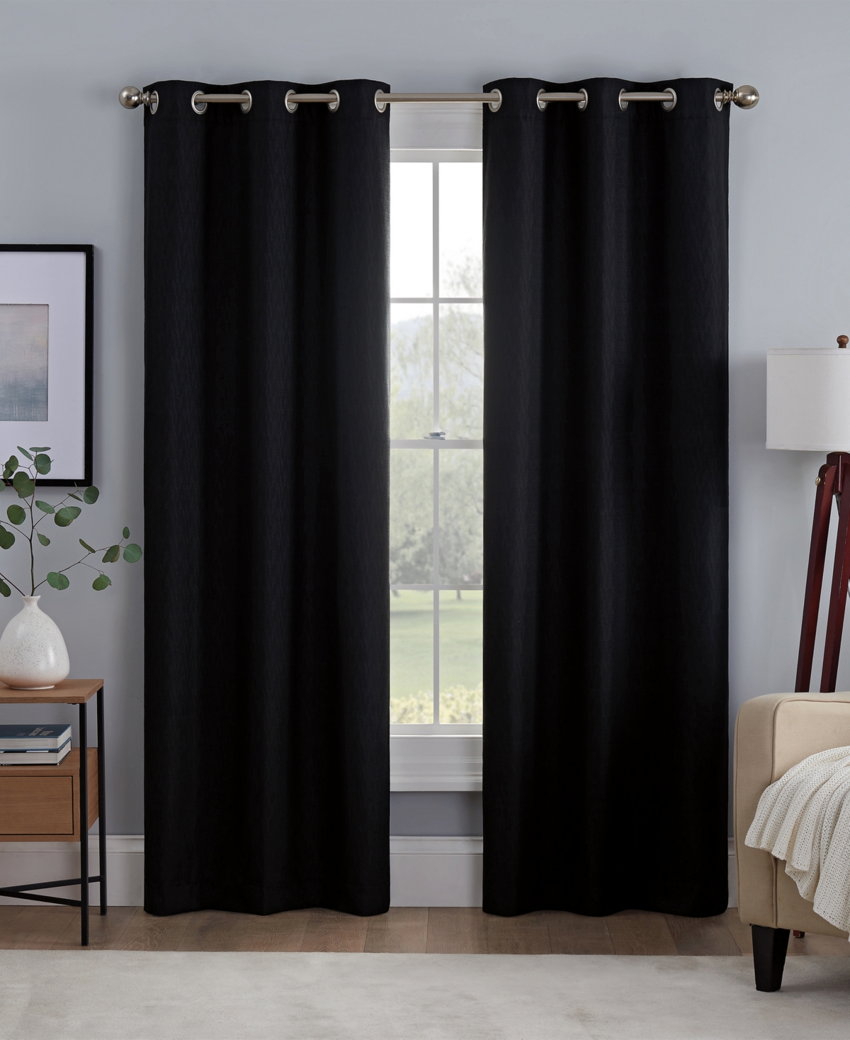 Eclipse Khloe 100% Absolute Zero Blackout Solid Textured Thermaback Curtain Panel, 63" X 40"