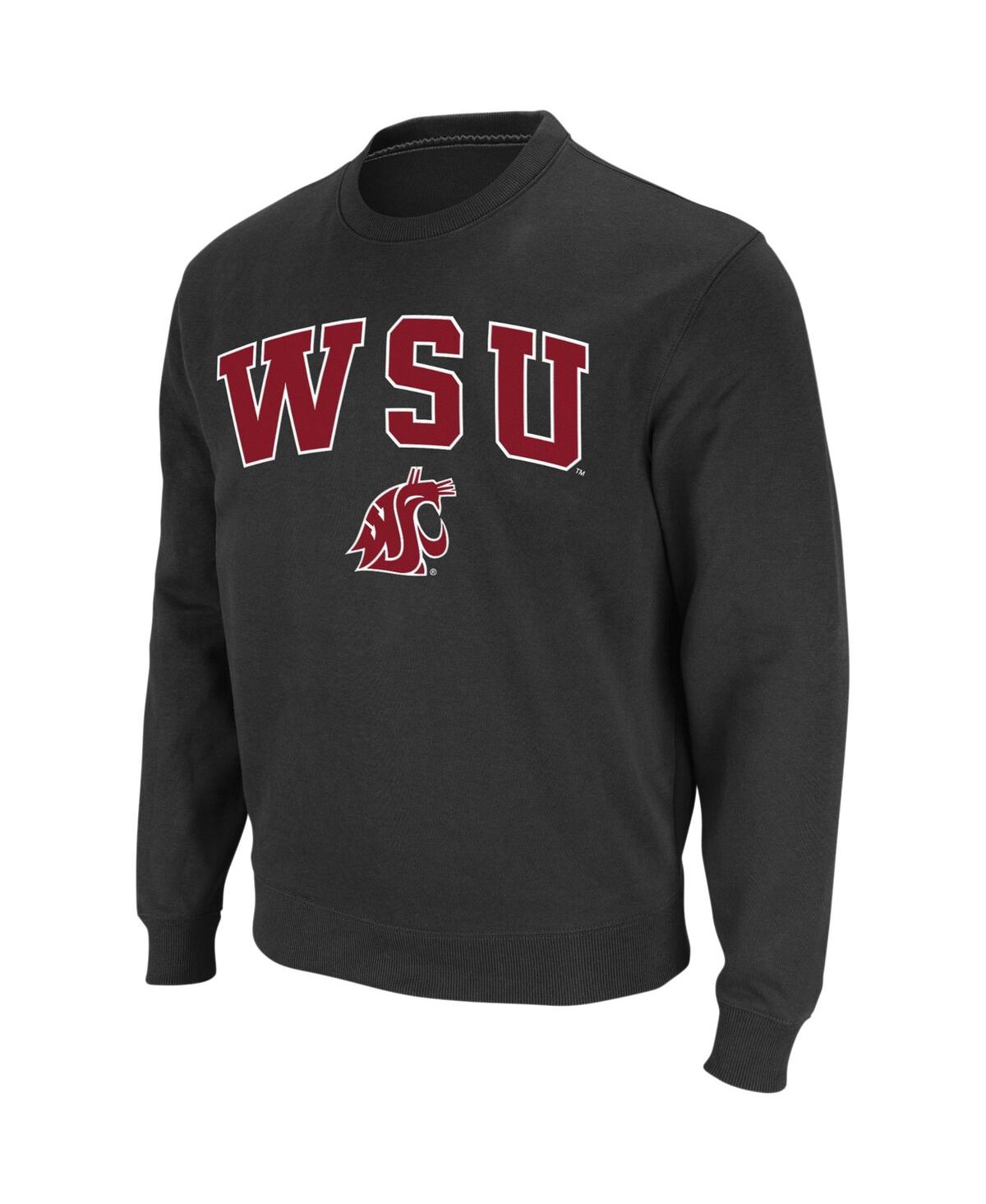 Colosseum Men's Washington State Cougars Arch And Logo Crew Neck Sweatshirt In Crimson
