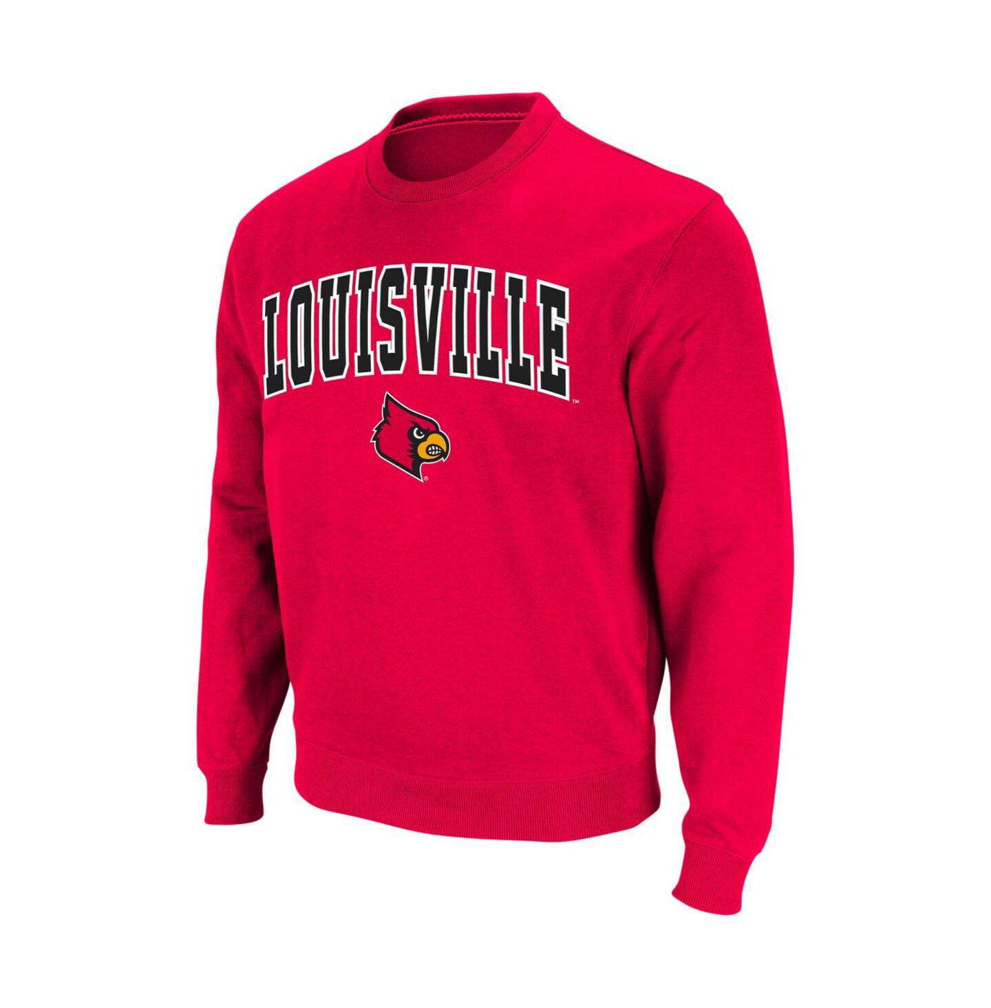 Мужская толстовка Colosseum Louisville Cardinals Arch and Logo Crew Neck, цвет: Угольный — фото 7
