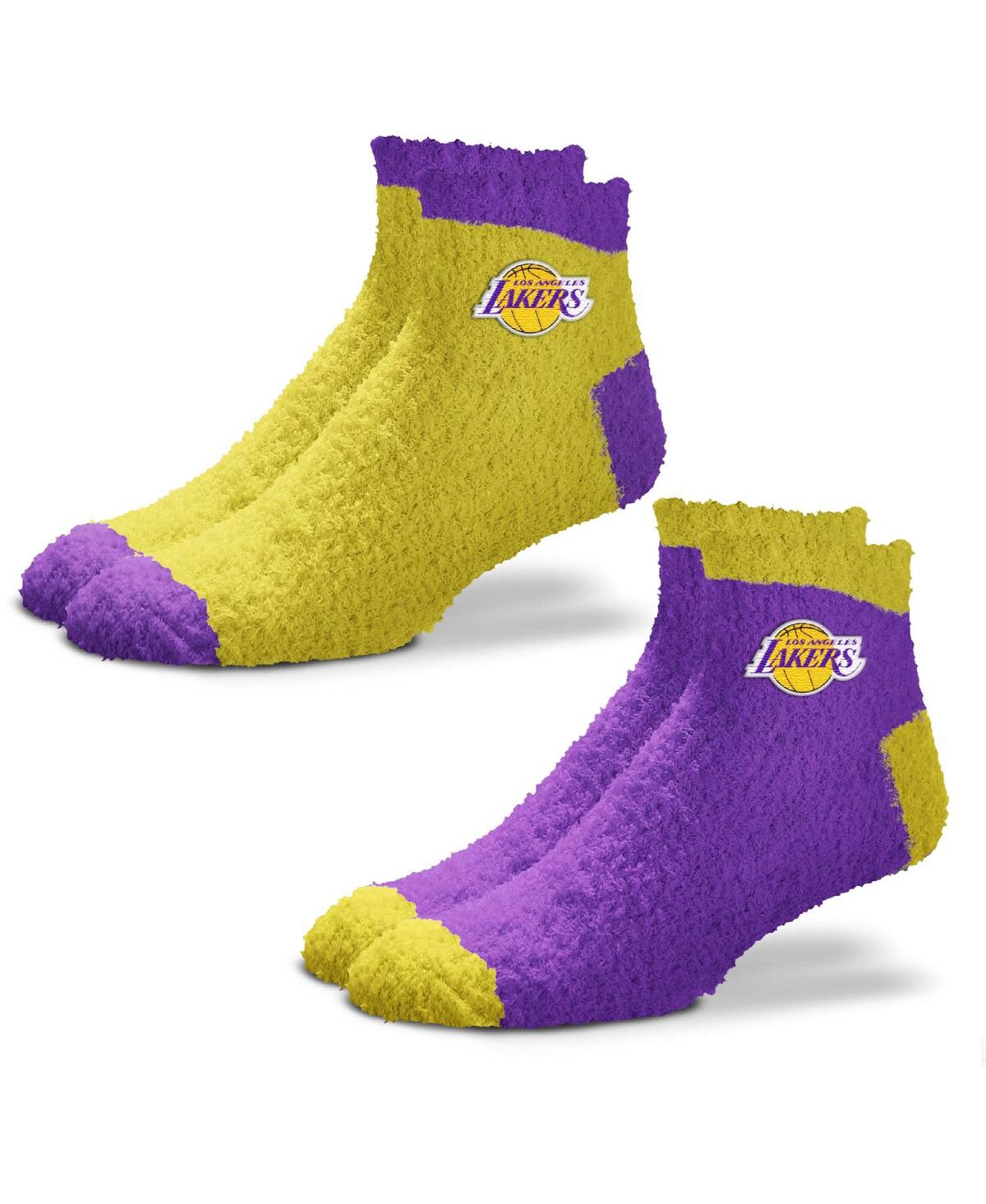For Bare Feet Women's  Los Angeles Lakers 2-pack Team Sleep Soft Socks In Purple,gold