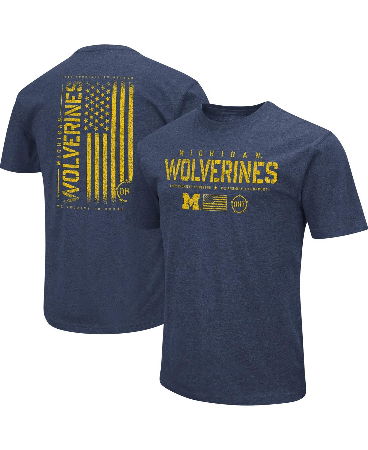 Colosseum Men's  Heather Navy Michigan Wolverines Oht Military-inspired Appreciation Flag 2.0 T-shirt