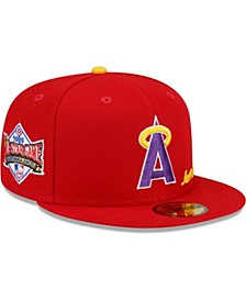 Los Angeles Angels New Era 2002 World Series Side Patch 59FIFTY Fitted Hat  - Peach/Purple
