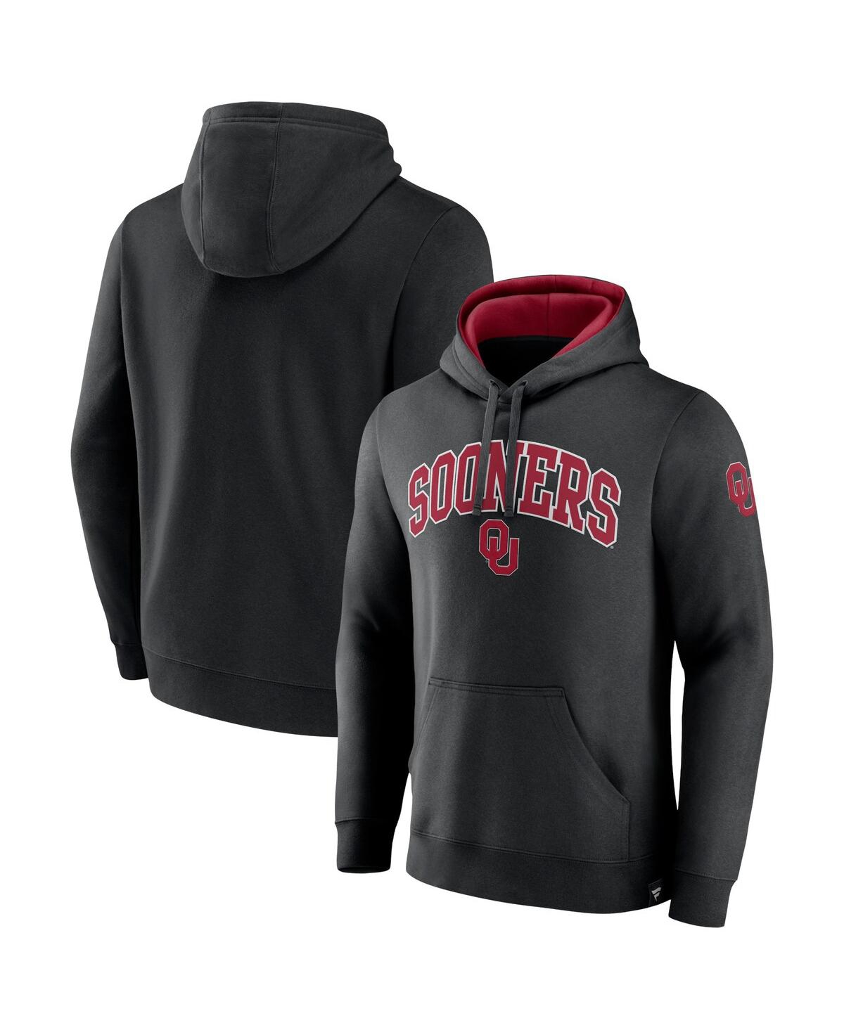 Shop Fanatics Men's  Black Oklahoma Sooners Arch And Logo Tackle Twill Pullover Hoodie