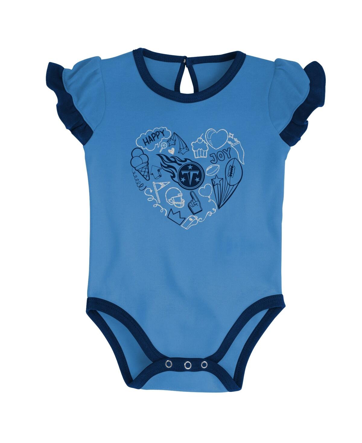 Shop Outerstuff Newborn And Infant Boys And Girls Navy, Light Blue Tennessee Titans Too Much Love Two-piece Bodysuit In Navy,light Blue