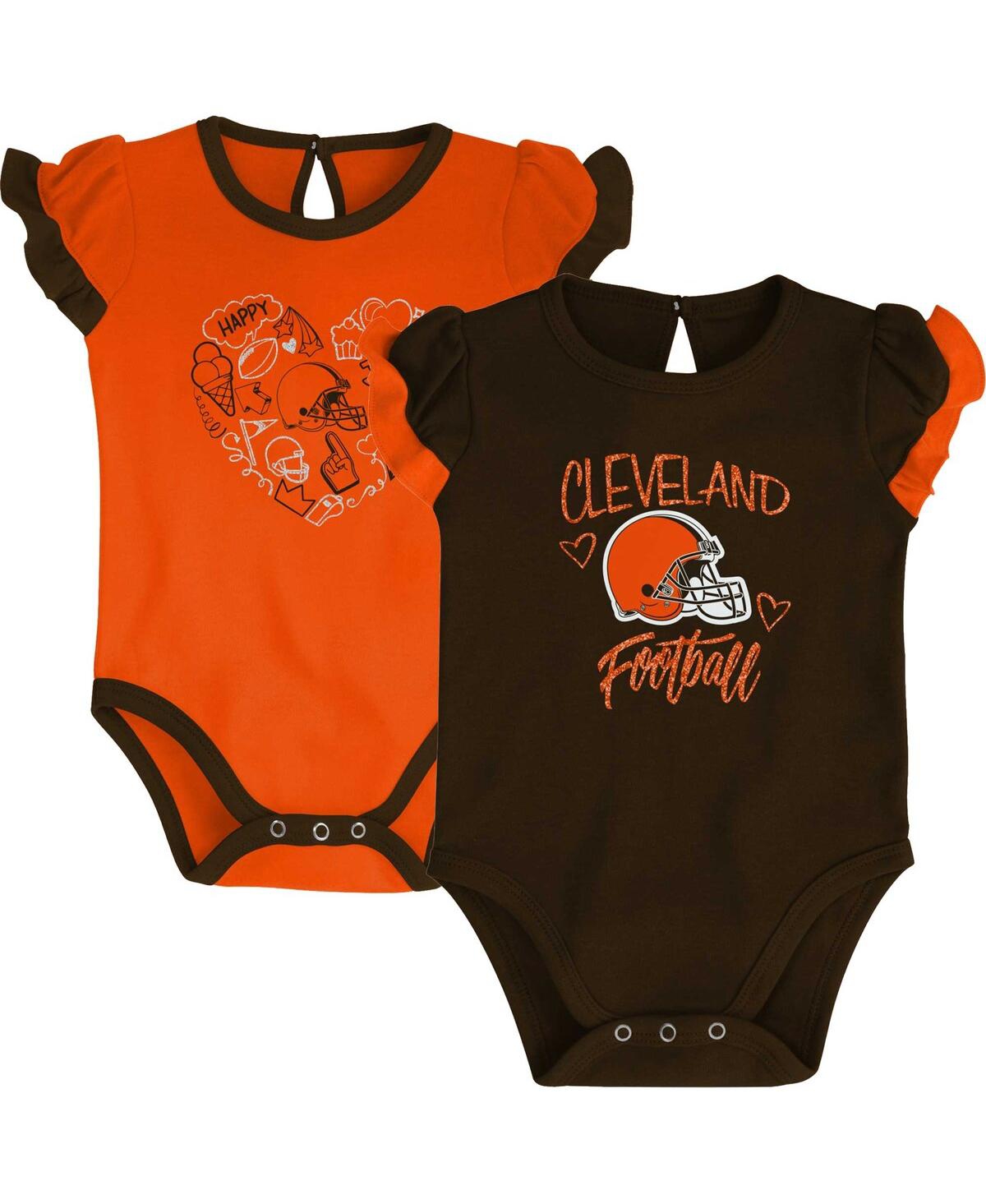 Outerstuff Newborn & Infant Brown/orange Cleveland Browns Too Much Love Two-piece Bodysuit Set In Brown,orange