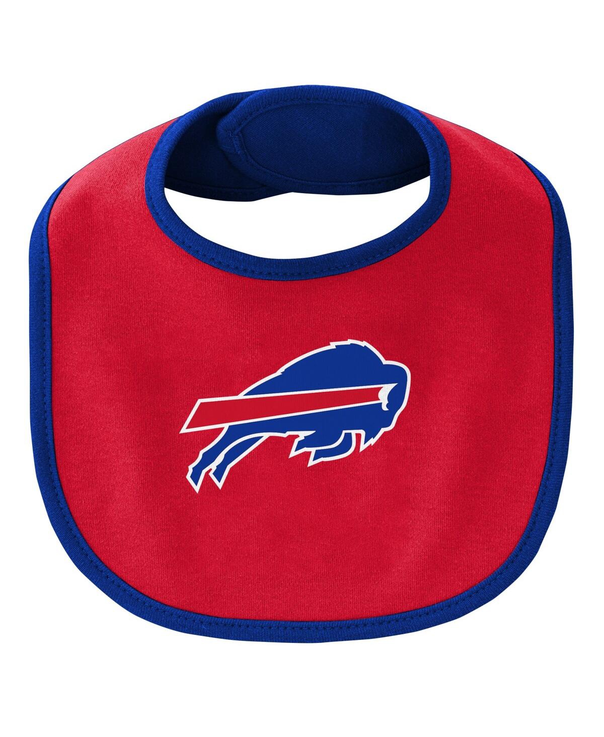 Newborn and Infant Boys and Girls Red Buffalo Bills Little Champ Three-Piece Bodysuit Bib and Booties Set - Royal
