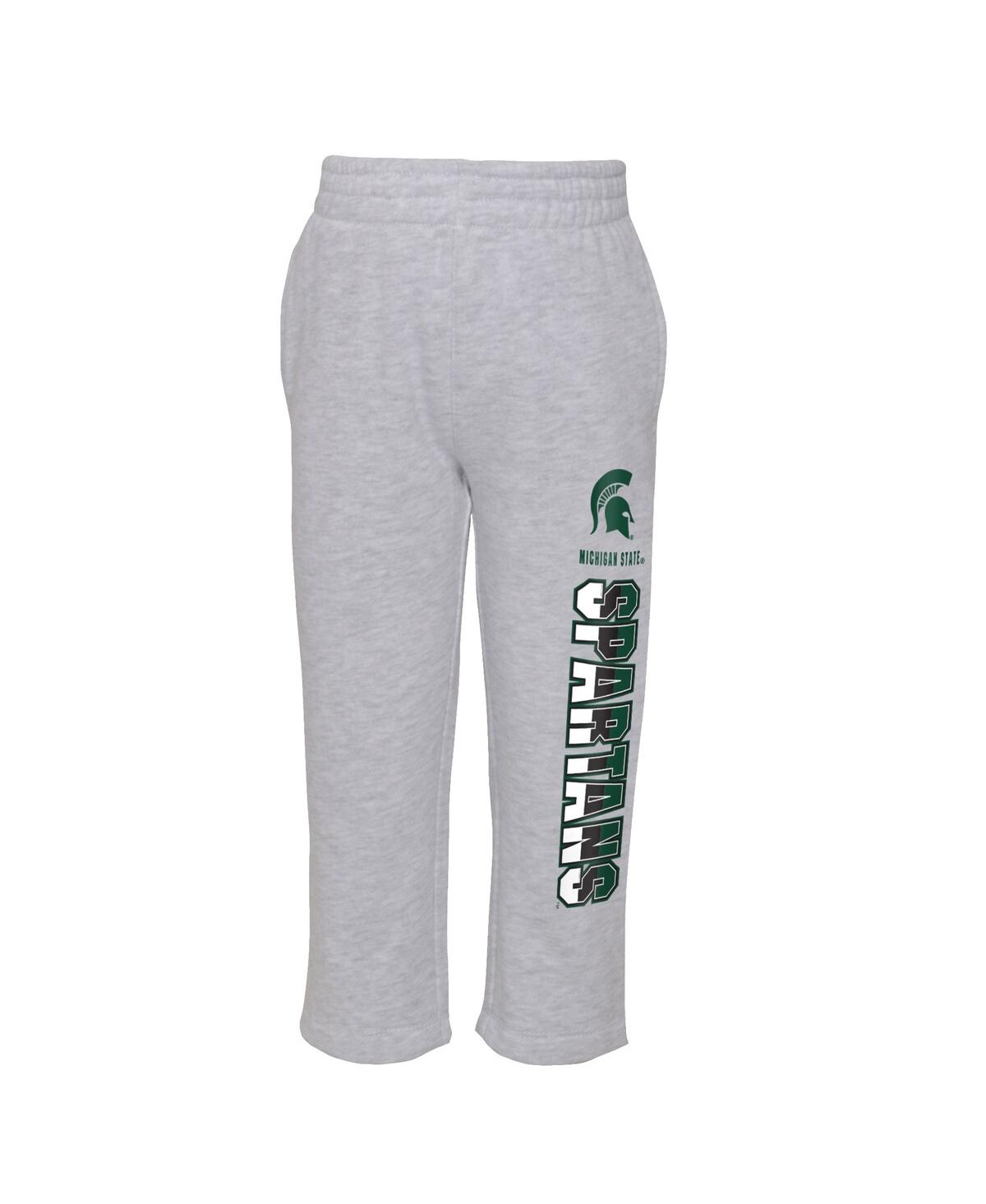 Outerstuff Toddler Boys Heather Gray, Green Michigan State Spartans Playmaker Pullover Hoodie And Pants Set In Heather Gray,green