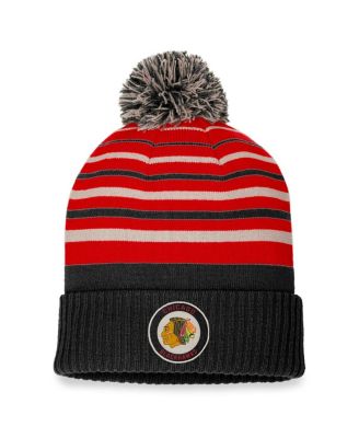 Men's Black, Red Chicago Blackhawks True Classic Retro Cuffed Knit Hat with Pom