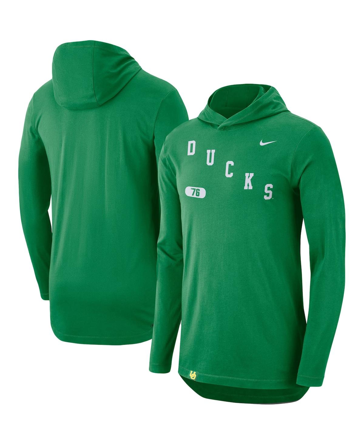 Nike Men's  Green Oregon Ducks Team Performance Long Sleeve Hoodie T-shirt