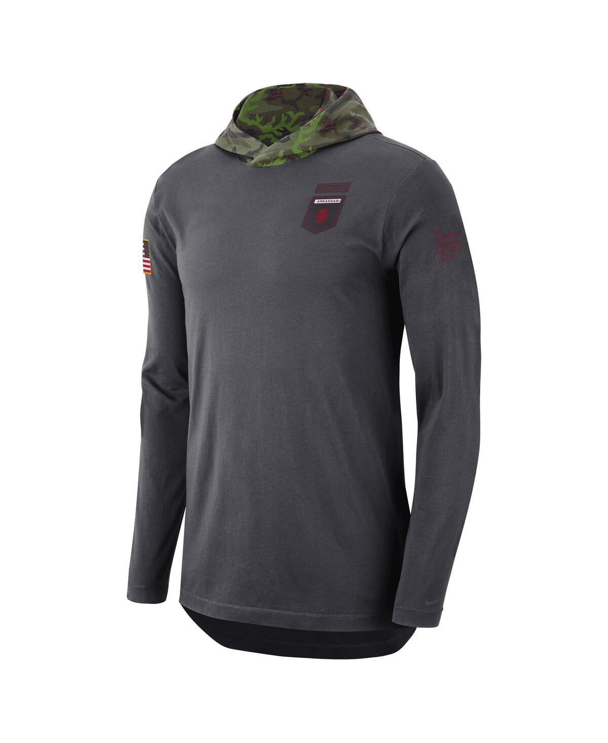 Men's NikeArkansas Razorbacks Military-Inspired Long Sleeve Hoodie T-shirt - Anthracite