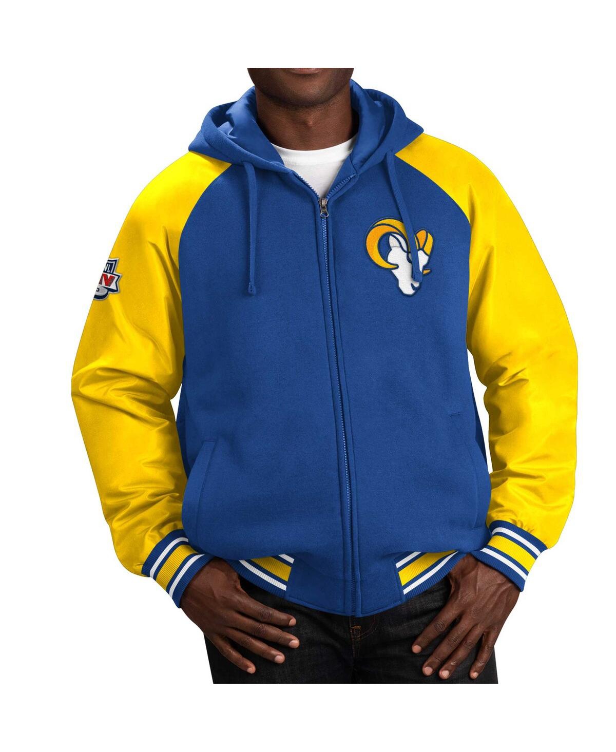 Men's G-iii Sports by Carl Banks Royal Los Angeles Rams Defender Raglan Full-Zip Hoodie Varsity Jacket - Royal