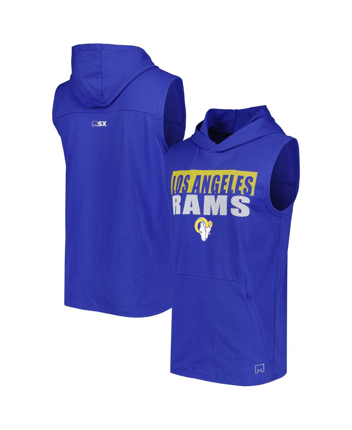 Shop Msx By Michael Strahan Men's  Royal Los Angeles Rams Relay Sleeveless Pullover Hoodie