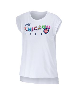Women's White Chicago Cubs Greetings From T-shirt
