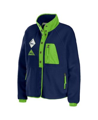 Women's College Navy Seattle Seahawks Polar Fleece Raglan Full-Snap Jacket