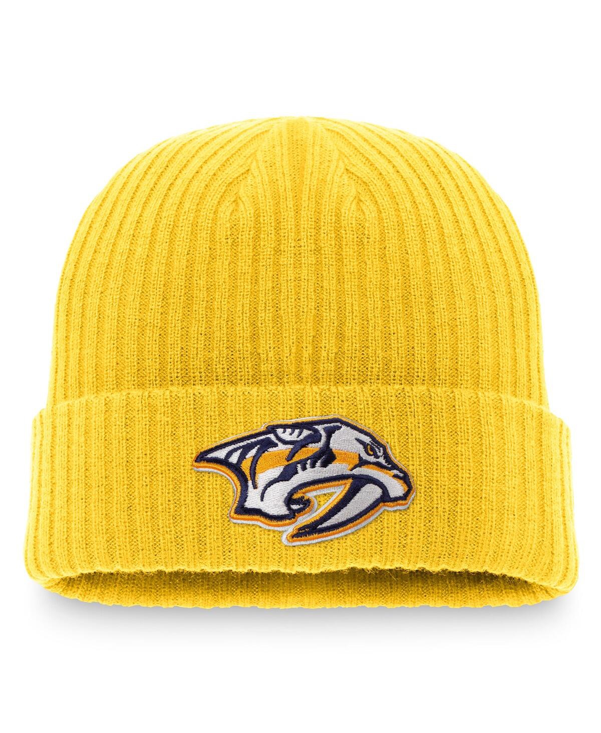 Fanatics Men's  Gold Nashville Predators Core Primary Logo Cuffed Knit Hat In Gold