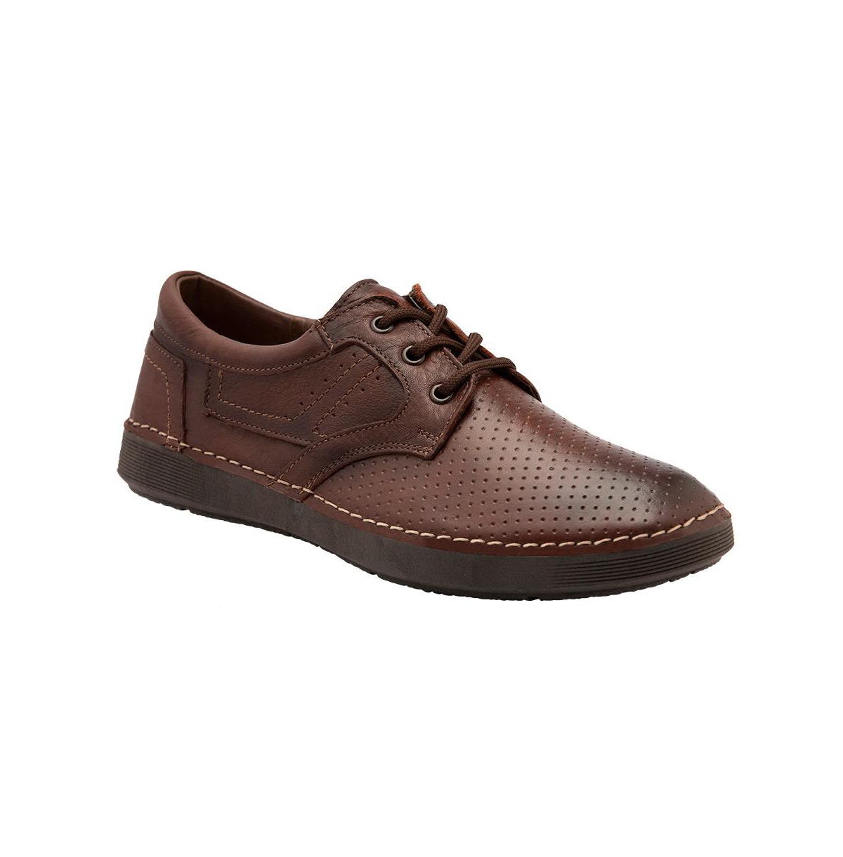 Men's Brown Premium Leather Oxfords, Handmade Unique Shoes With Laces Closure, Iker 8152 - Brown