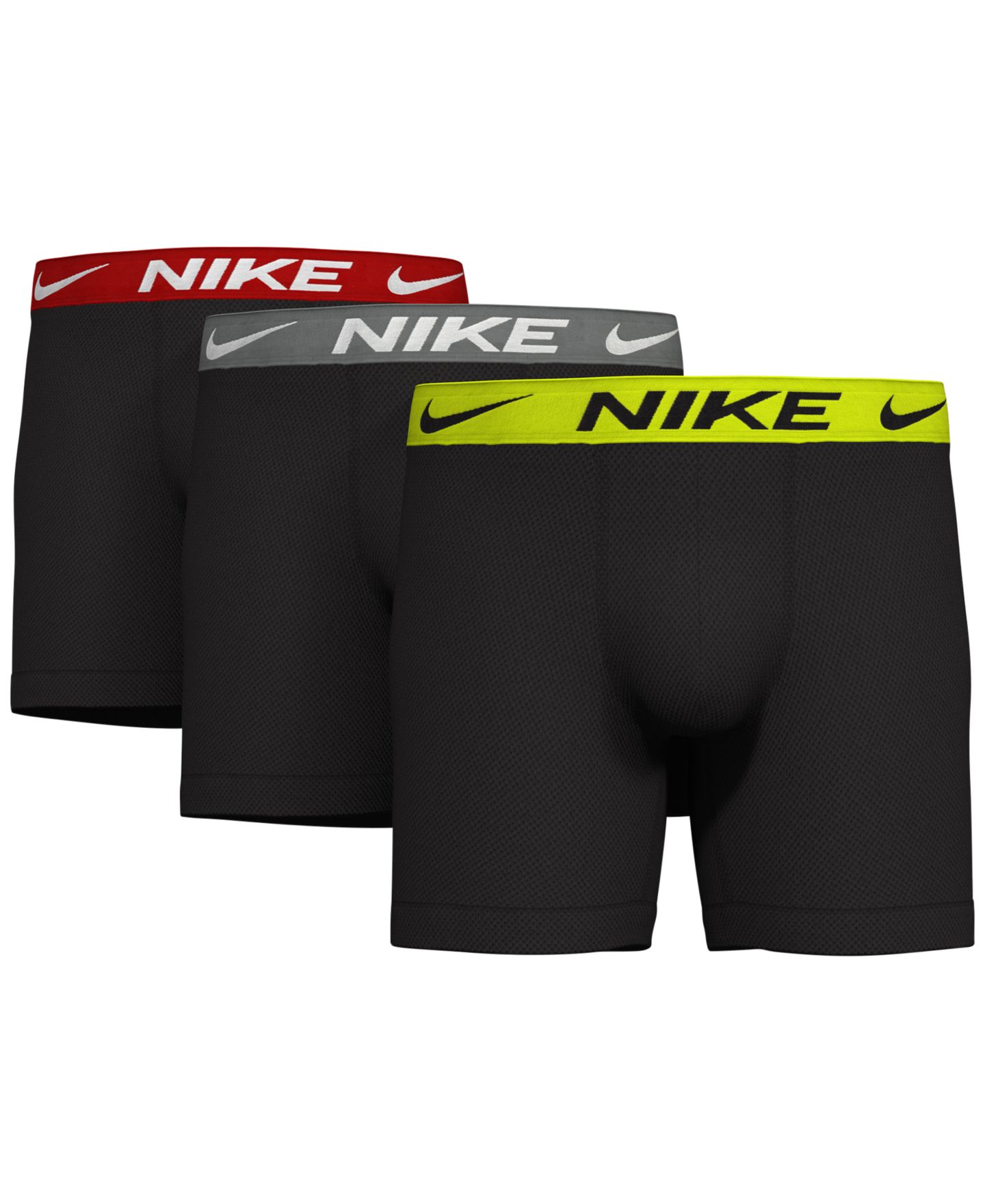 Трусы-боксеры Dri-FIT для мужчин, 3 шт. — Nike, цвет: Чёрный / Зелёный — фото 1