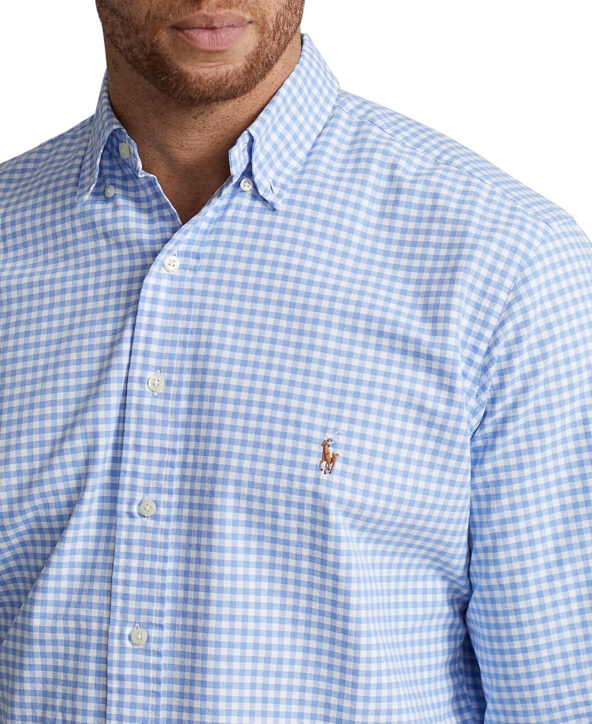 Polo Ralph Lauren Men's Big & Tall Gingham Oxford Shirt -White