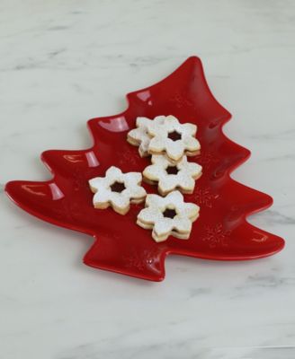 Winterfest Holiday Red Tree Platter