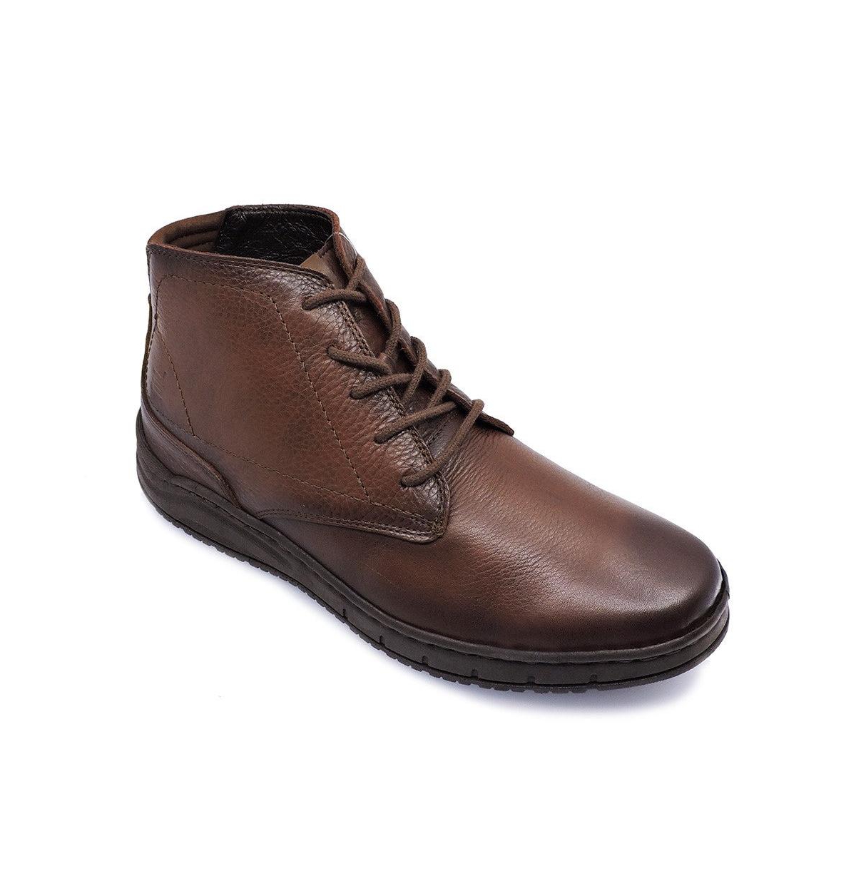 Men's Brown Premium Leather Boots, Handmade Unique Shoes With Laces Closure, Luka 9402 - Brown