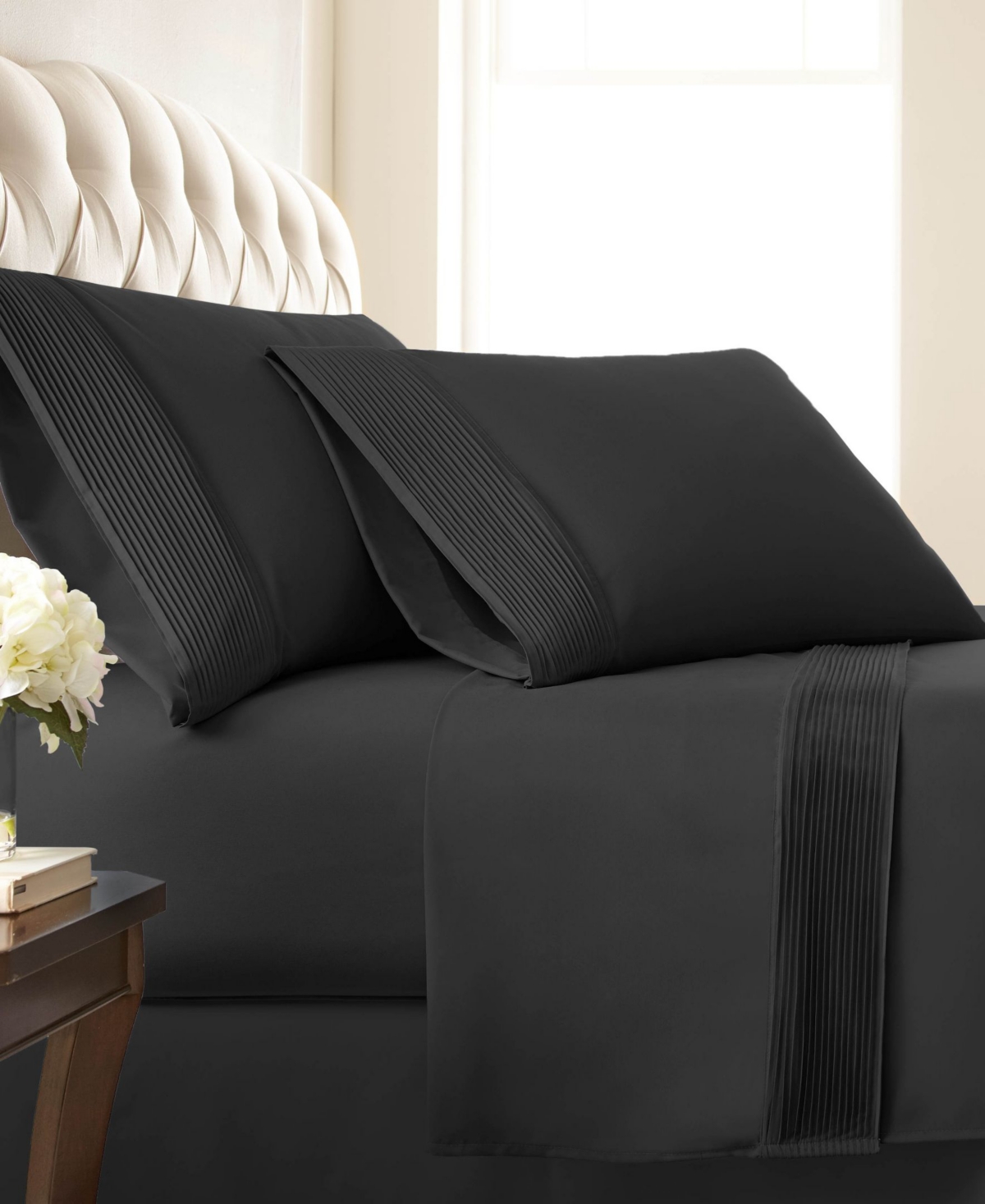Southshore Fine Linens Classy Pleated 21" Extra deep, Pocket Sheet Set