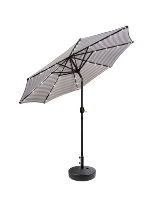 9 ft. Patio Solar Power LED lights Market Umbrella with Black Round Base
