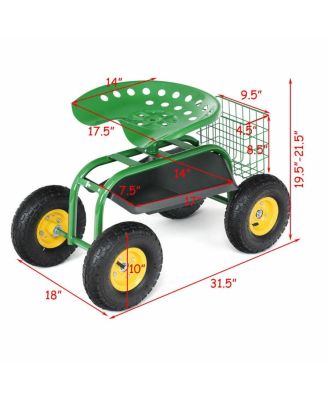 Rolling Tray Gardening Planting with Work Seat Garden Cart