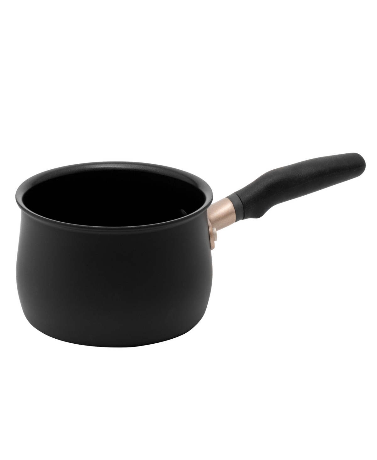 Meyer Accent Series Hard Anodized Alum 2-quart Non-stick Saucepan In Matte Black With Gold Accent