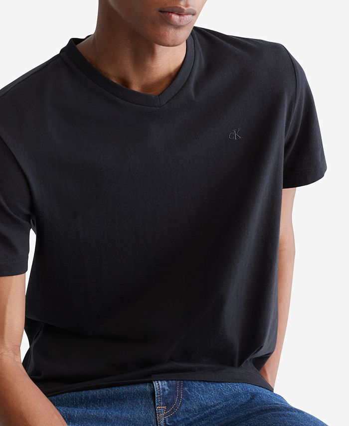 Calvin Klein Men's Smooth Cotton Solid V-Neck T-Shirt - Macy's
