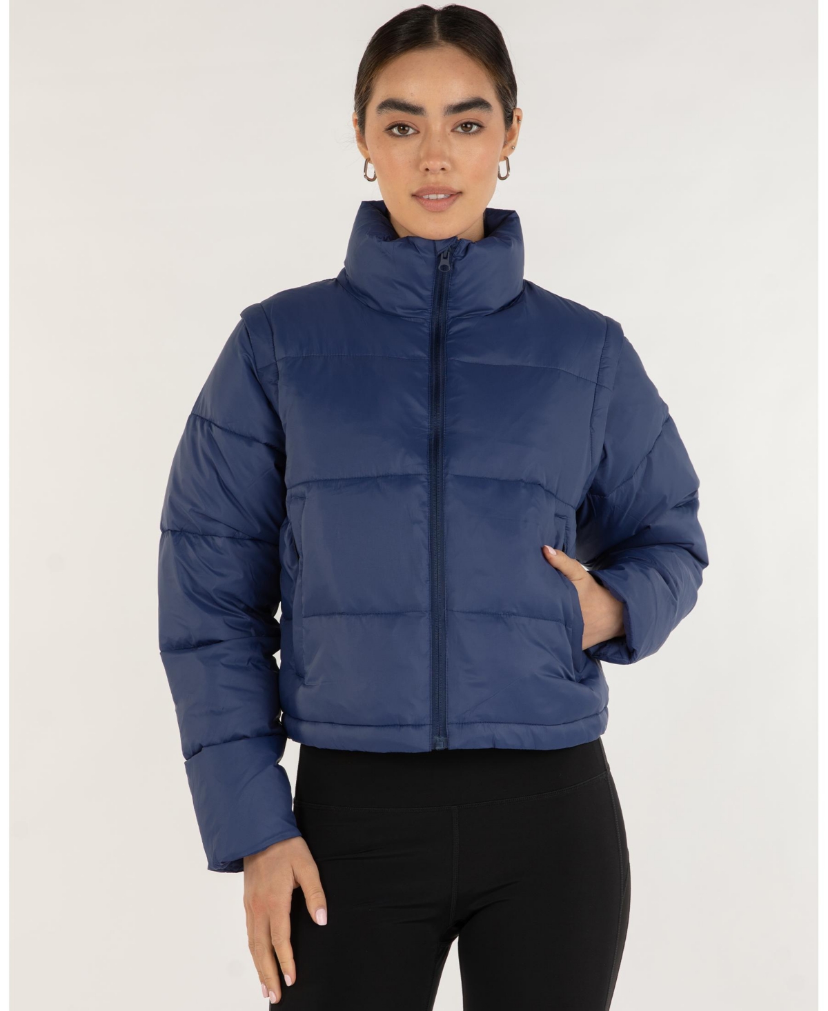 Women's On The Go Puffer Convertible Jacket Vest for Women - Electric Blue