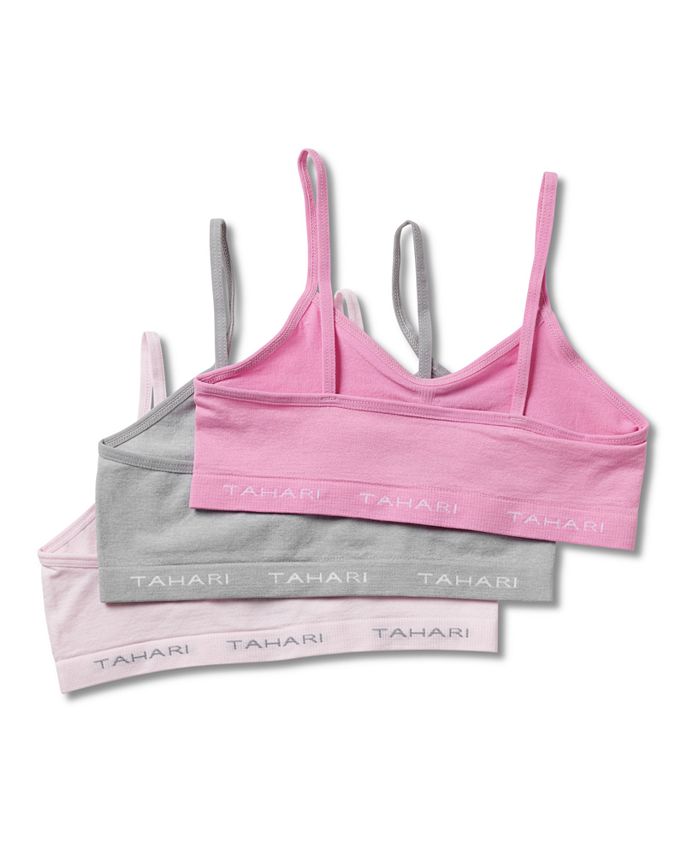Tahari Big Girls 3-Pack Printed and Solid Color Seamless Bras with