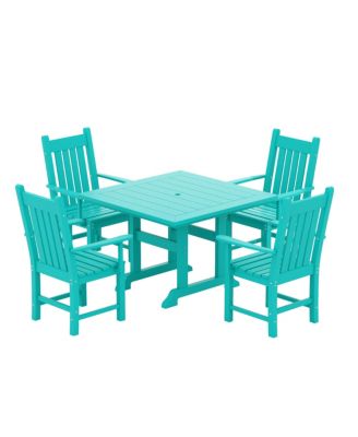 5 Piece Outdoor Patio Dining Set Outdoor Square Table and Armchair Set