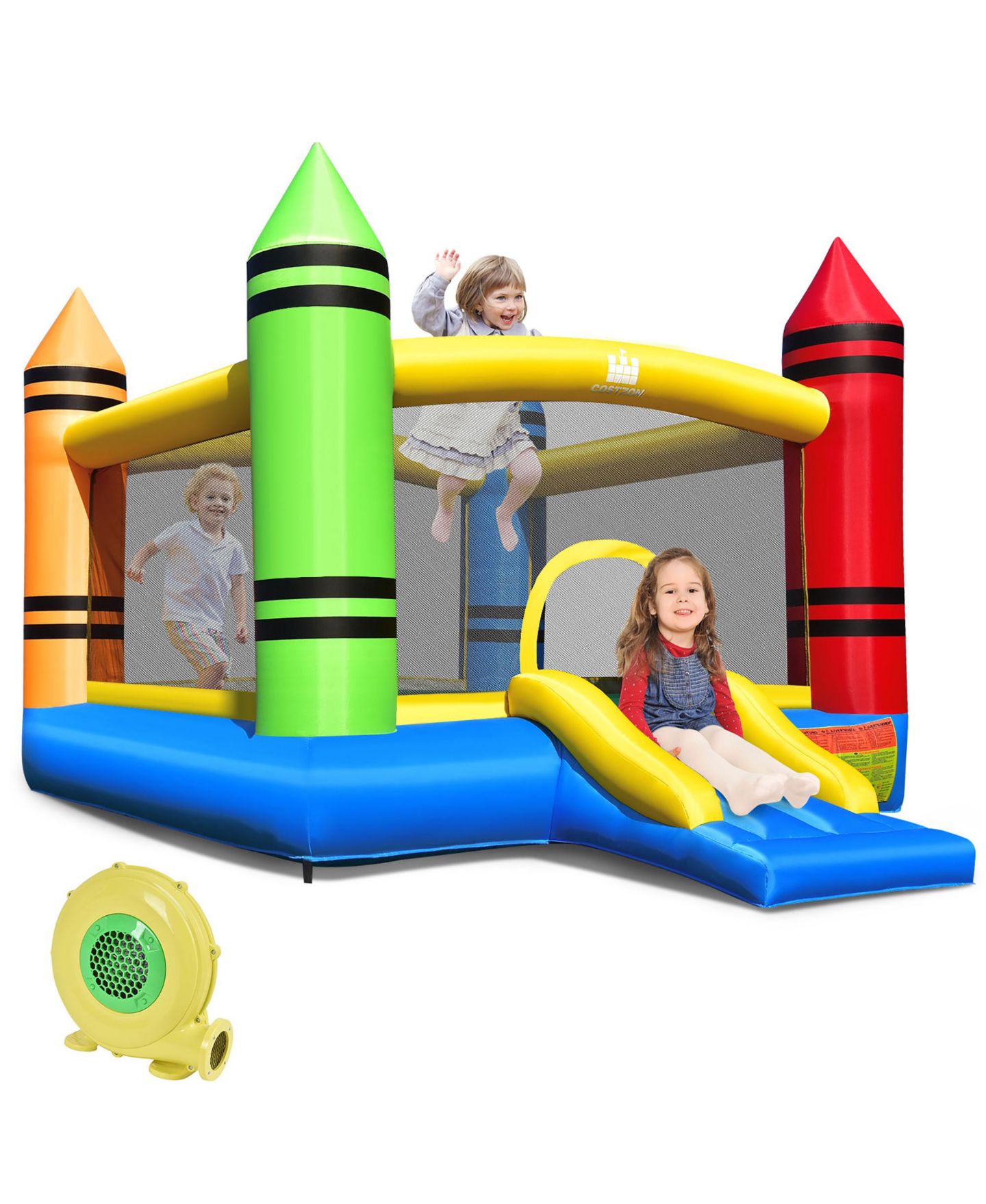 Детская игрушка Costway Inflatable Bounce House with Slide, Ocean Balls & 480W Blower, 138"L x 103.5"W x 89"H, от 3 лет — фото 1