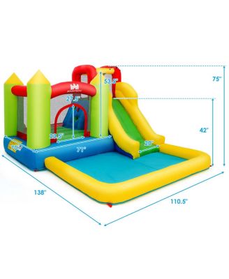Bounce House Water Slide Jump Bouncer w/Climbing Wall