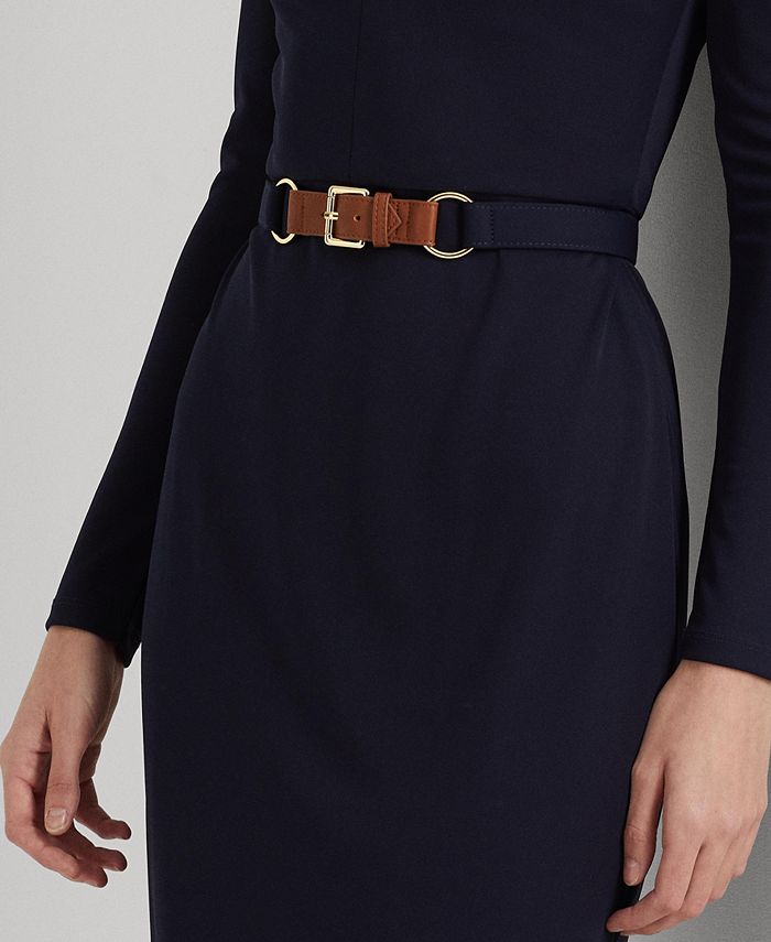 Lauren Ralph Lauren Women's Belted Mockneck Long-Sleeve Stretch Jersey ...