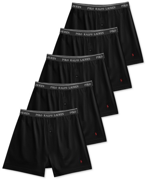 Бельё Polo Ralph Lauren Men's 5-Pack Classic-Fit Cotton Knit Boxers