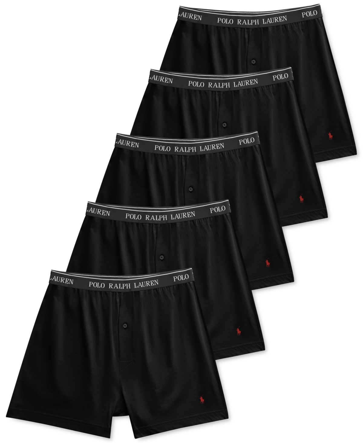 Polo Ralph Lauren Men's 5-pack Classic-fit Cotton Knit Boxers In Polo Black