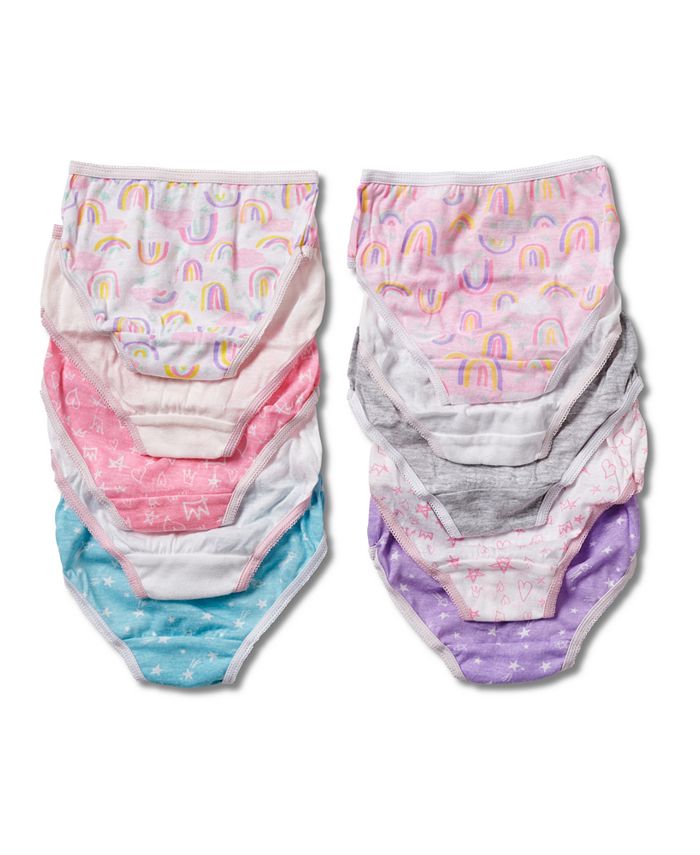 Tahari Little Girls 10-Pack Printed and Solid Cotton Briefs with Picot ...