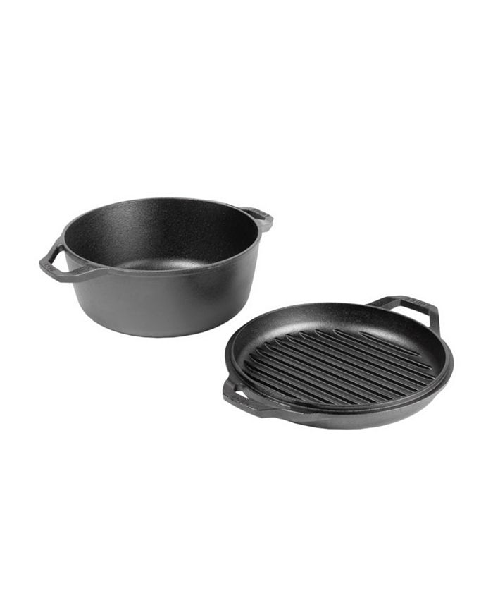 Lodge Cast Iron Chef Collection 6 Quart Chef Style Double Dutch Oven
