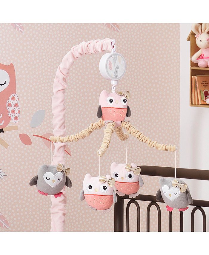 Lambs & Ivy Family Tree Pink/Gray/Tan Owl Musical Baby Crib Mobile & Reviews All Toys Macy's
