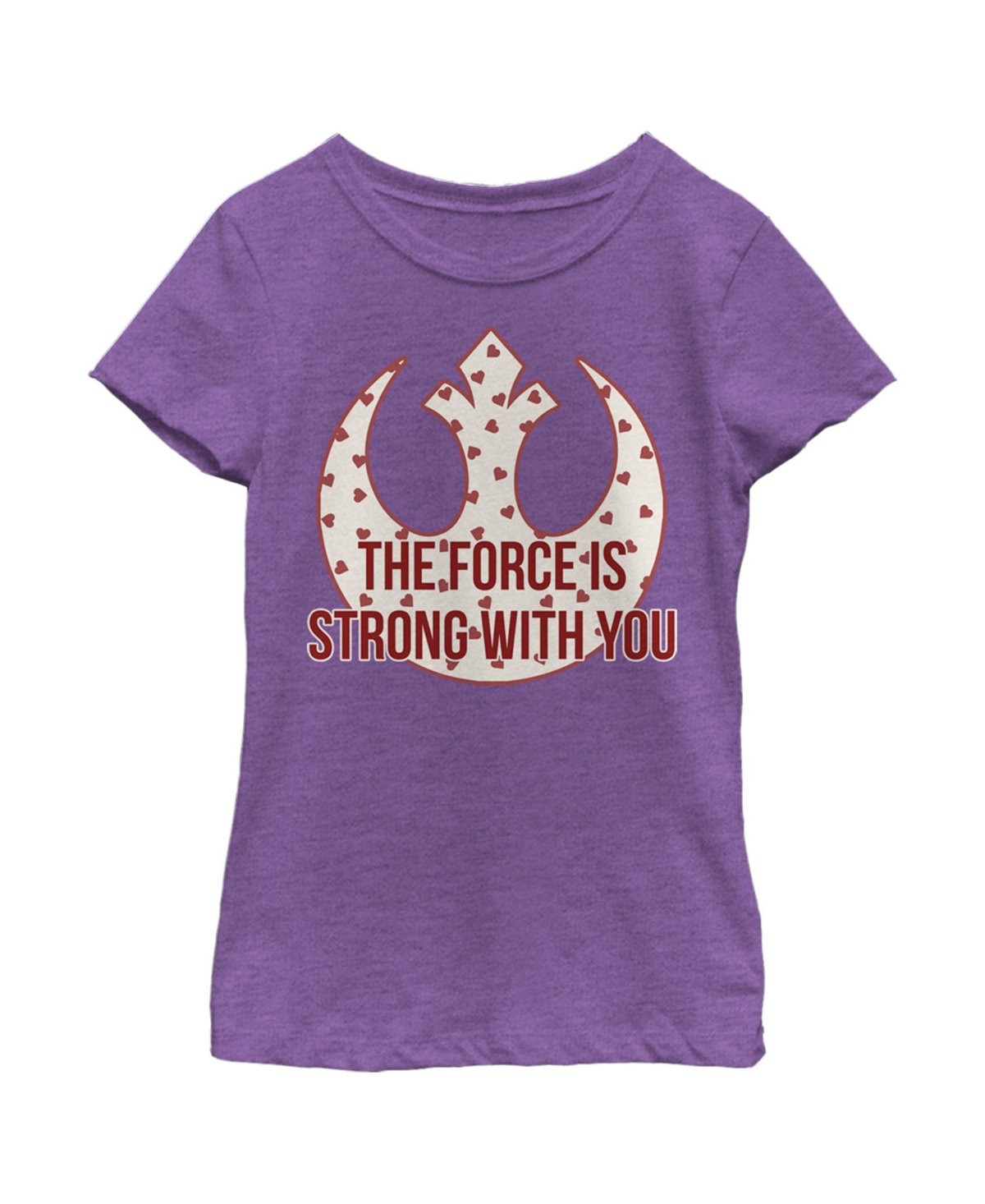Disney Lucasfilm Girl's Star Wars The Force Is Strong Valentine Rebel Logo Child T-shirt In Purple Berry