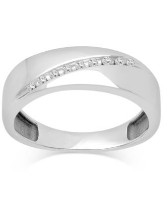 Men's Diamond Diagonal Wedding Band (1/10 ct. t.w.) in 14k White Gold