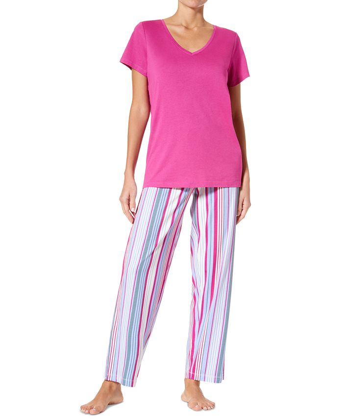 Hue Women's Side By Side Stripe Knit Pajama Pants Macy's
