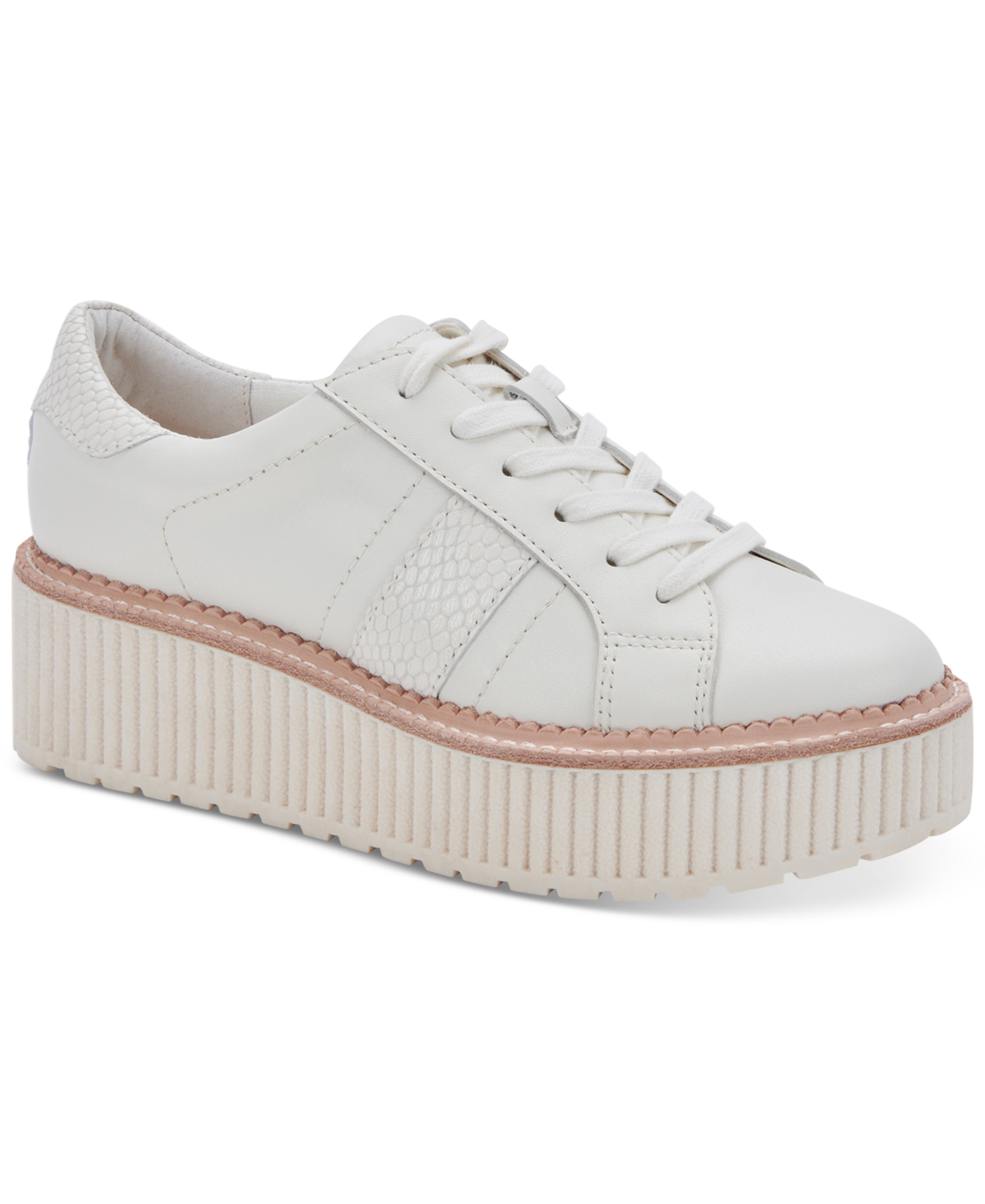 Shop Dolce Vita Women's Tiger Lace-up Platform Sneakers In White Leather