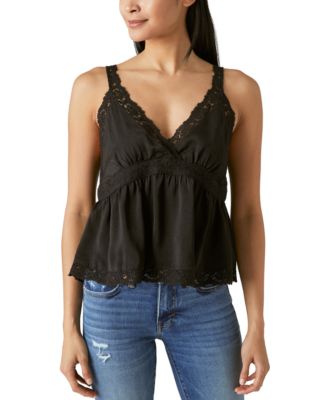 Lucky Brand - Women's Lace-Trimmed Sateen Babydoll Camisole Top