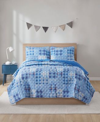 JLA Home - Wyatt Patchwork Reversible 3-Pc. Full Quilt Mini Set